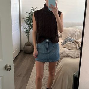 denim mini cargo skirt